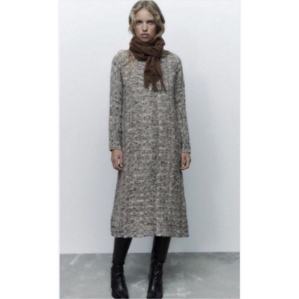 NWOT Zara Long Sleeve Midi Dress